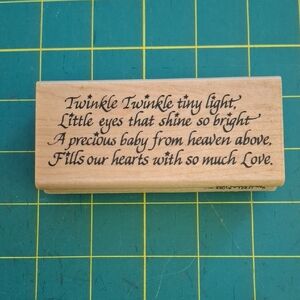 Natural Wood Sentiment Stamp - 'Twinkle Twinkle Tiny Light' - Light Wood Finish